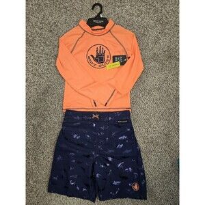 BODY GLOVE Boys’ Rash Guard Set - UPF 50+ Swim Shirt & Bathing Suit Trunks Sz 10